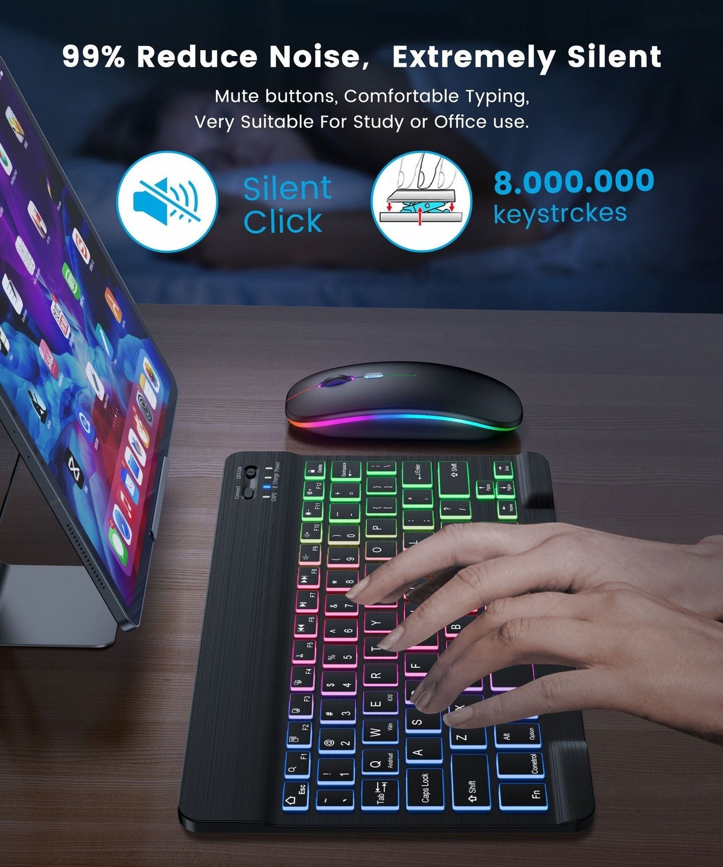 Colorful Luminous Wireless Keyboard And Mouse Set null