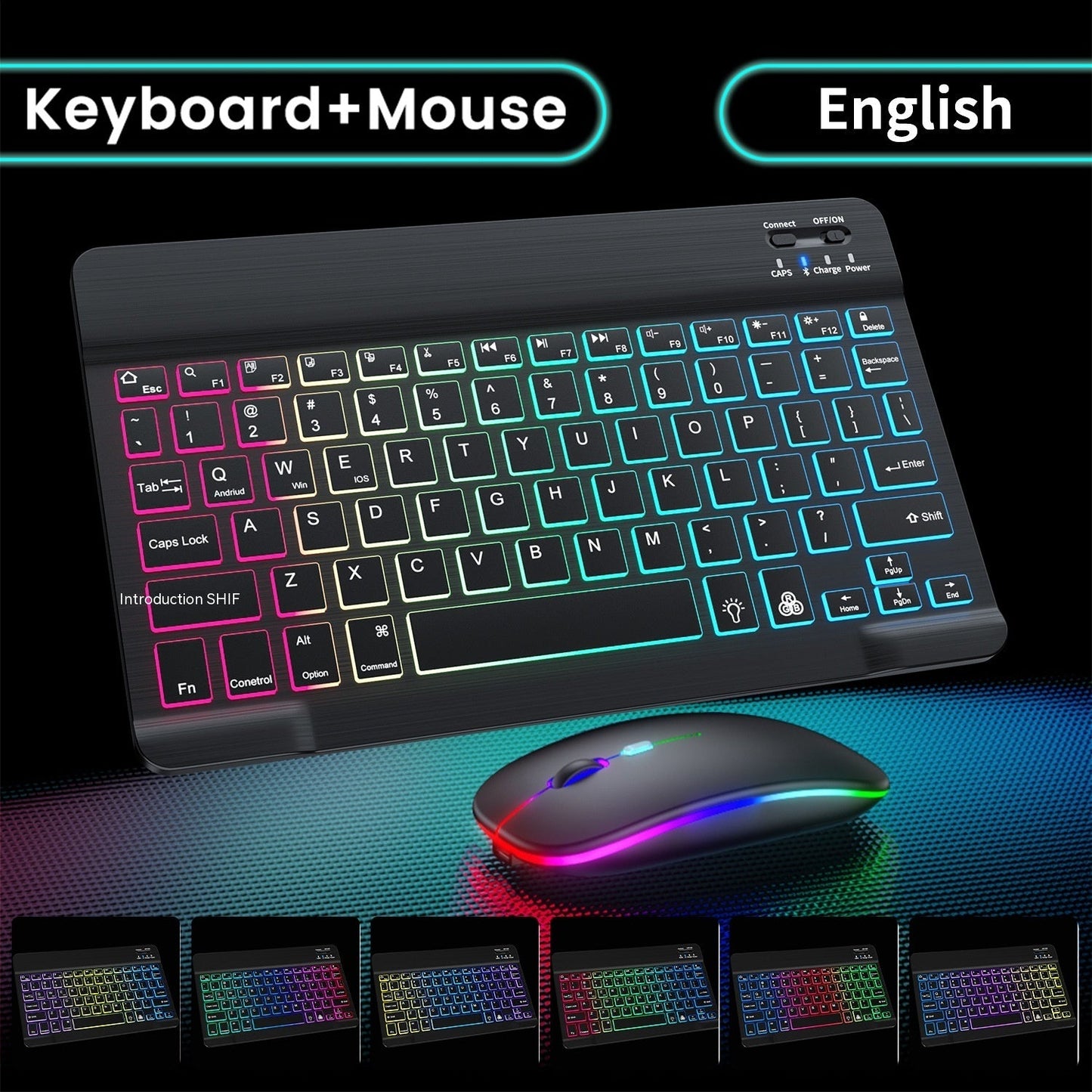 Colorful Luminous Wireless Keyboard And Mouse Set null
